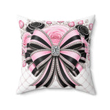 Pink Noir Couture Diamond Bow - Square Pillow
