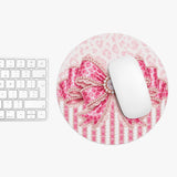 Pink Leopard Bow Couture - Mouse Pad