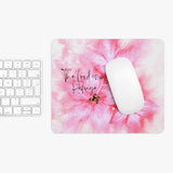 Mouse Pad - Passion Pink Floral Watercolor - The Lord is my Refuge (Faith)