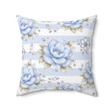 Powder Blue Sugar Blossom Stripes - Square Pillow