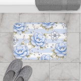 Powder Blue Sugar Blossom Stripes - Bath Mat