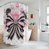 Pink Noir Couture Diamond Bow - Shower Curtains