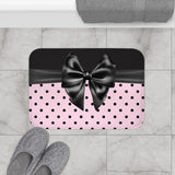 Bath Mat-Glam Black Bow-Soft Pink-Black Polka Dots