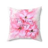 Square Pillow - Pink Passion Watercolor Plumeria - The Lord is my Refuge (Faith)