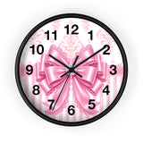 Princess Pink Damask Bow - Wall Clock