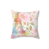 Paris Pink Watercolor - Square Pillow