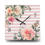 Acrylic Wall Clock-Pink Cream Floral Dream-Stripes