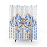 Celestial Blue Diamond | Damask Bow Couture - Shower Curtains