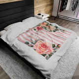 Plush Blanket-Pink Cream Floral Dream-Stripes
