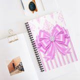 Orchid Lilac Damask Bow - Spiral Notebook