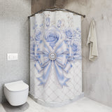 Duchess Blue Diamond Bow - Shower Curtains