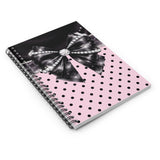 Black Satin Diamond Bow Pink Polka Dots - Spiral Notebook (Small)