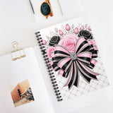 Pink Noir Couture Diamond Bow - Spiral Notebook