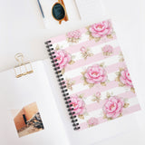 Pink Sugar Blossom Stripes - Spiral Notebook