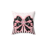 Black & Pink Ruffle Bow Couture | Pink Zebra Print - Square Pillow