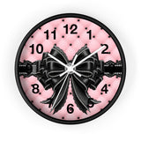 Obsidian Lace Bow in Princess Pink - Wall Clock