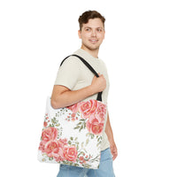 Tote Bag-Luscious Pink Floral-Gold Trim