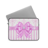 Orchid Lilac Damask Bow - Laptop Sleeve
