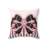 Black & Pink Ruffle Bow Couture | Pink Zebra Print - Square Pillow