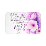 Purple Flower Bouquet - Blessed is the One - Bath Mat (Faith)