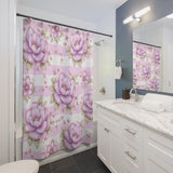 Lilac Sugar Blossom Stripes - Shower Curtains
