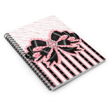 Black & Pink Ruffle Bow Couture | Pink Zebra Print - Spiral Notebook