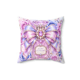 Orchid Periwinkle Perfume Bottle - Diamond Bow Couture - Square Pillow