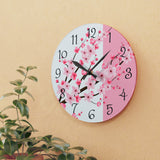 Acrylic Wall Clock-Pink Floral Blossoms-Pink & White