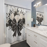 Ivory Noir Couture Diamond Bow - Shower Curtains