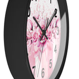 Wall Clock - Blush Ribbons & Roses  - Glam Watercolor Floral Stripes