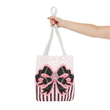 Black & Pink Ruffle Bow Couture | Pink Zebra Print - Tote Bag