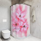 Shower Curtains - Pink Passion Plumeria Watercolor - The Lord is my Refuge (Faith)