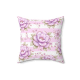 Lilac Sugar Blossom Stripes - Square Pillow