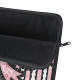Ballet Pink Black Ruffle Leopard Bow Couture- Laptop Sleeve