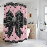 Obsidian Lace Bow in Princess Pink - Shower Curtains