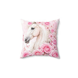 Blushing Rose Equestrian Horse - Square Pillow