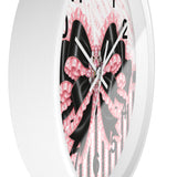 Black & Pink Ruffle Bow Couture | Pink Zebra Print - Wall Clock