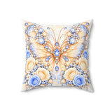 Buttercream Sapphire Blossom Butterfly - Square Pillow
