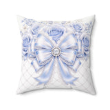 Duchess Blue Diamond Bow - Square Pillow