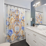 Buttercream Sapphire Blossom Perfume Bottle - Shower Curtains