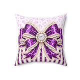 Purple Leopard Bow Couture - Square Pillow