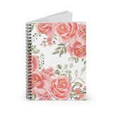 Small Spiral Notebook, 6x8in-Lucsious Pink Floral-Gold Trim