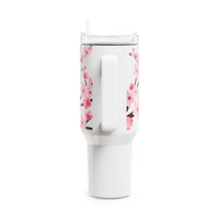 Glam Cup Tumbler, 40oz - Pink Floral Blossoms - White