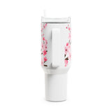 Glam Cup Tumbler, 40oz - Pink Floral Blossoms - White