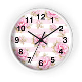 Blush Pink Garden Dream Stripes - Wall Clock
