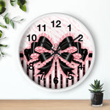 Black & Pink Ruffle Bow Couture | Pink Zebra Print - Wall Clock