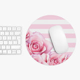 Mouse Pad - Pink Stripes - Floral Roses
