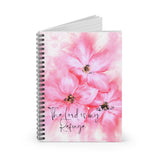 Spiral Notebook(Small) - Pink Passion Watercolor Plumeria - The Lord is my Refuge (Faith)