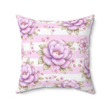 Lilac Sugar Blossom Stripes - Square Pillow