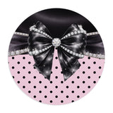 Black Satin Diamond Bow - Pink Polka Dots - Mouse Pad